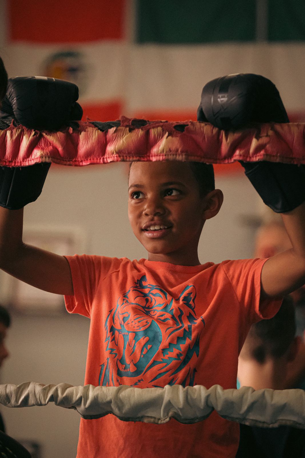 Young Muay Thai student in the ring